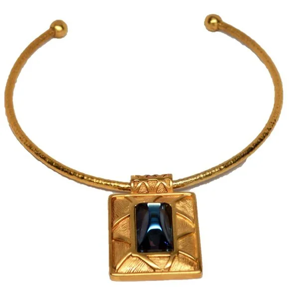 Givenchy brushed matt Gold-plated Cabochon Faux Stone Choker Collar Necklace